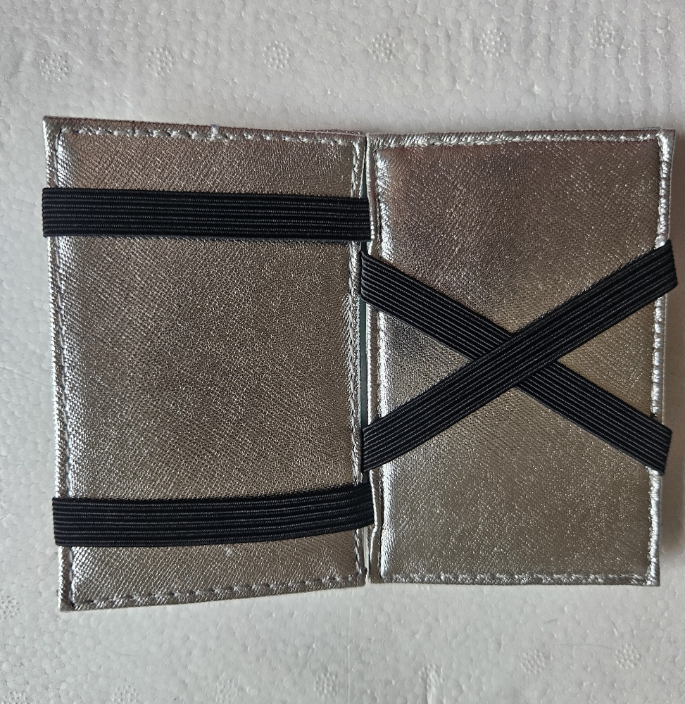 New York & Company Silver and Blue Polka Dot Small Magic Wallet/Card Holder - Picture 2 of 3
